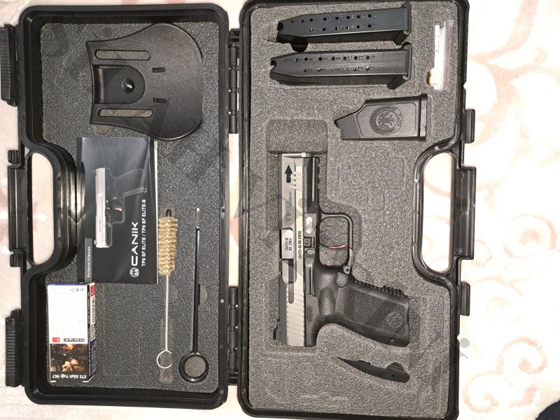 Canik TP9 SF ELİTE-S, TUNGSTEN, Taşıma ruhsatlı. Şarjör kapasitesi 15+1 mermi şarjör. Sıfır, kutusunda. Atış yapılmadı.   9 x 19 mm 